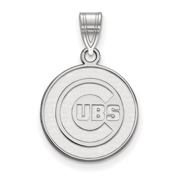 Sterling Silver Rhodium Plated Major League Baseball LogoArt Chicago Cubs Medium Pendant