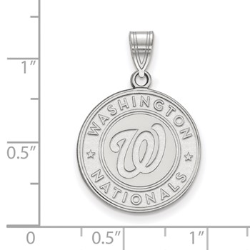 10k White Gold Major League Baseball LogoArt Washington Nationals Circle Large Pendant — alternate view