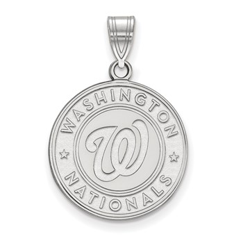 10k White Gold Major League Baseball LogoArt Washington Nationals Circle Large Pendant