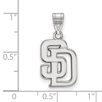 14k White Gold Major League Baseball LogoArt San Diego Padres Letters S-D Medium Pendant — alternate view