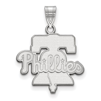 10k White Gold Major League Baseball LogoArt Philadelphia Phillies Liberty Bell Large Pendant