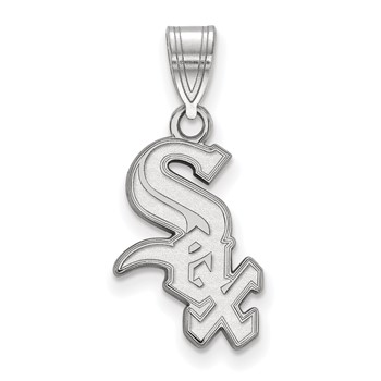14k White Gold Major League Baseball LogoArt Chicago White Sox Script Medium Pendant
