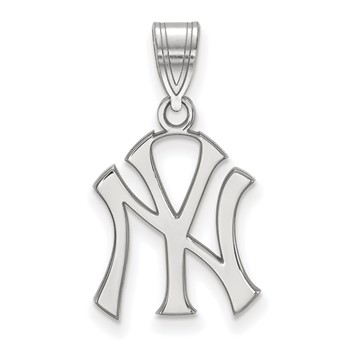 14k White Gold Major League Baseball LogoArt New York Yankees N-Y Medium Pendant