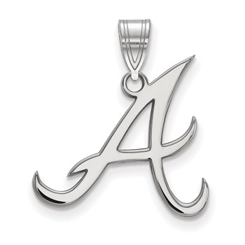 10k White Gold Major League Baseball LogoArt Atlanta Braves Large Pendant