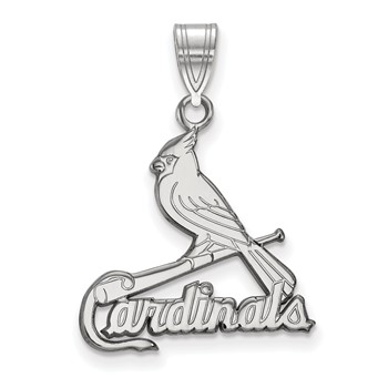 10k White Gold Major League Baseball LogoArt St. Louis Cardinals Bird/Bat Large Pendant