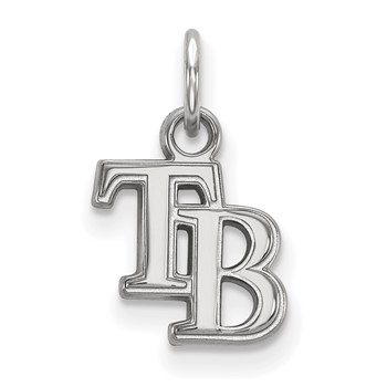 14k White Gold Major League Baseball LogoArt Tampa Bay Rays Letters T-B Extra Small Pendant
