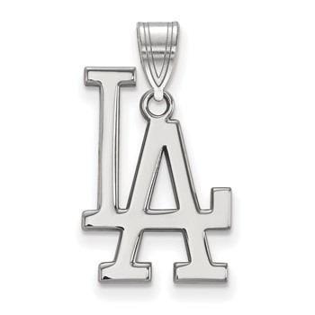 14k White Gold Major League Baseball LogoArt Los Angeles Dodgers L-A Large Pendant