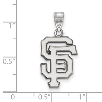 10k White Gold Major League Baseball LogoArt San Francisco Giants Letters S-F Large Pendant — alternate view