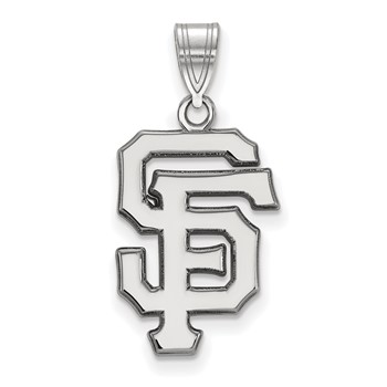 10k White Gold Major League Baseball LogoArt San Francisco Giants Letters S-F Large Pendant