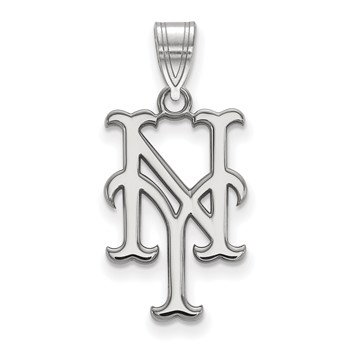 10k White Gold Major League Baseball LogoArt New York Mets N-Y Large Pendant