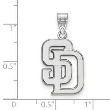 10k White Gold Major League Baseball LogoArt San Diego Padres Letters S-D Large Pendant — alternate view