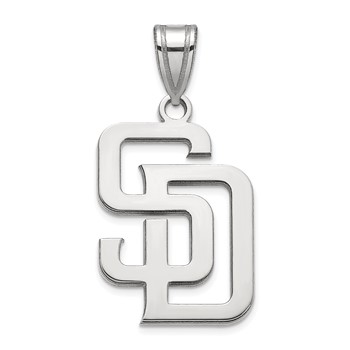 10k White Gold Major League Baseball LogoArt San Diego Padres Letters S-D Large Pendant