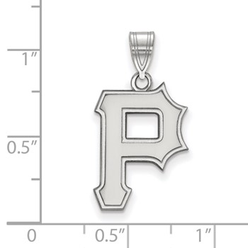 10k White Gold Major League Baseball LogoArt Pittsburgh Pirates Letter P Large Pendant — alternate view