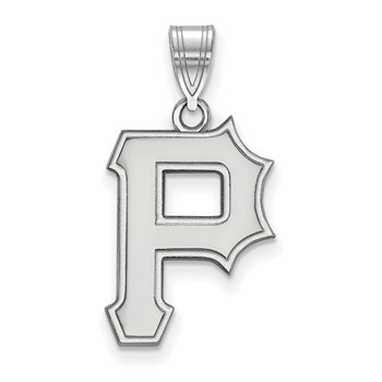 10k White Gold Major League Baseball LogoArt Pittsburgh Pirates Letter P Large Pendant
