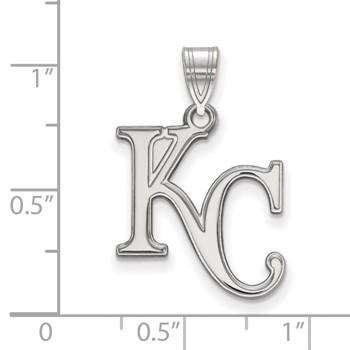 14k White Gold Major League Baseball LogoArt Kansas City Royals K-C Large Pendant — alternate view