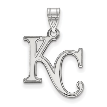 14k White Gold Major League Baseball LogoArt Kansas City Royals K-C Large Pendant