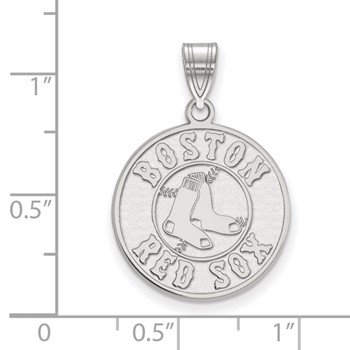 14k White Gold Major League Baseball LogoArt Boston Red Sox Large Pendant — alternate view