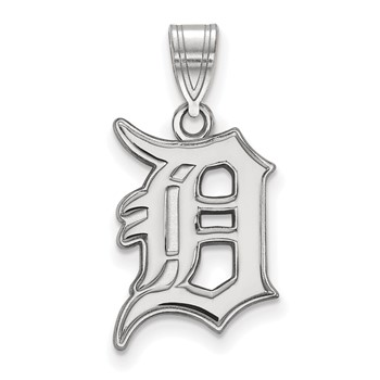 14k White Gold Major League Baseball LogoArt Detroit Tigers Letter D Large Pendant