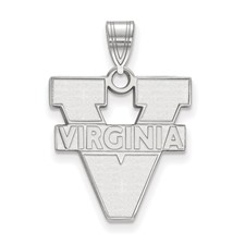 Sterling Silver Rhodium-plated LogoArt University of  Sterling Silver U. of Virginia Medium \'V\' Logo Disc Pendant display picture 1