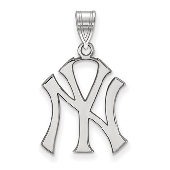 14k White Gold Major League Baseball LogoArt New York Yankees N-Y Large Pendant