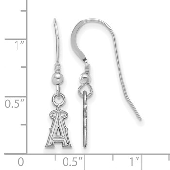 Sterling Silver Rhodium Plated Major League Baseball LogoArt Los Angeles Angels Dangle Earrings — alternate view