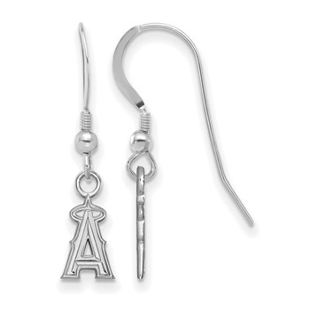 Sterling Silver Rhodium Plated Major League Baseball LogoArt Los Angeles Angels Dangle Earrings