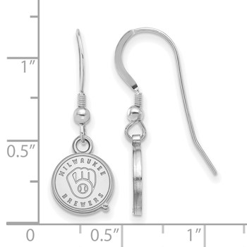Sterling Silver Rhodium Plated Major League Baseball LogoArt Milwaukee Brewers Dangle Earrings — alternate view