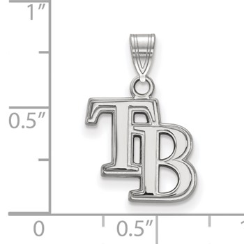 10k White Gold Major League Baseball LogoArt Tampa Bay Rays Letters T-B Small Pendant — alternate view