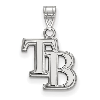 10k White Gold Major League Baseball LogoArt Tampa Bay Rays Letters T-B Small Pendant
