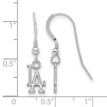 Sterling Silver Rhodium Plated Major League Baseball LogoArt Los Angeles Dodgers Dangle Earrings — alternate view