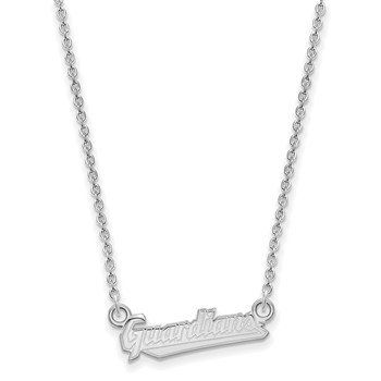 Sterling Silver Rhodium Plated Major League Baseball LogoArt Cleveland Guardians Small Pendant w/Necklace — alternate view