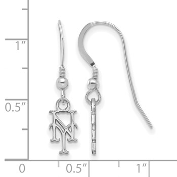 Sterling Silver Rhodium Plated Major League Baseball LogoArt New York Mets Dangle Earrings — alternate view
