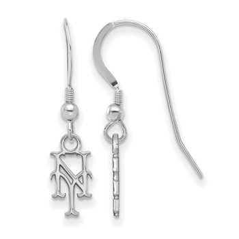 Sterling Silver Rhodium Plated Major League Baseball LogoArt New York Mets Dangle Earrings