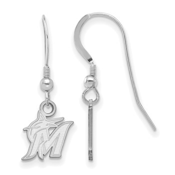 Sterling Silver Rhodium Plated Major League Baseball LogoArt Miami Marlins Dangle Earrings