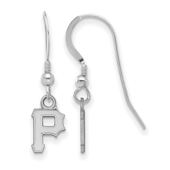 Sterling Silver Rhodium Plated Major League Baseball LogoArt Pittsburgh Pirates Dangle Earrings