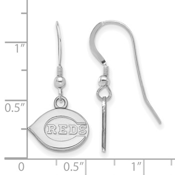 Sterling Silver Rhodium Plated Major League Baseball LogoArt Cincinnati Reds Dangle Earrings — alternate view