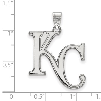 10k White Gold Major League Baseball LogoArt Kansas City Royals K-C Extra Large Pendant — alternate view