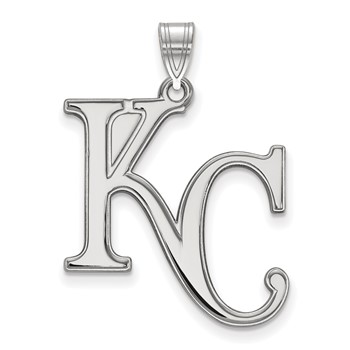 10k White Gold Major League Baseball LogoArt Kansas City Royals K-C Extra Large Pendant