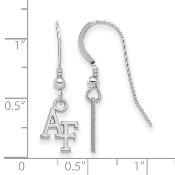 Sterling Silver Rhodium-plated LogoArt United States Air Force Academy A-F Extra Small Dangle Wire Earrings — alternate view