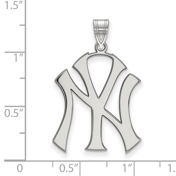 14k White Gold Major League Baseball LogoArt New York Yankees N-Y Extra Large Pendant — alternate view