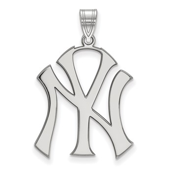 14k White Gold Major League Baseball LogoArt New York Yankees N-Y Extra Large Pendant