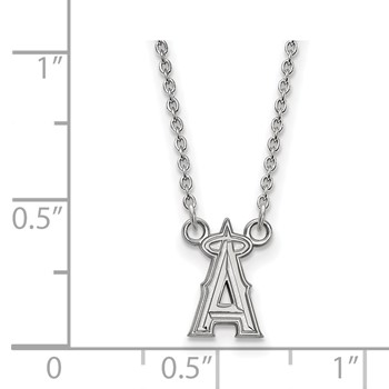 14k White Gold Major League Baseball LogoArt Los Angeles Angels Letter A Pendant Necklace — alternate view