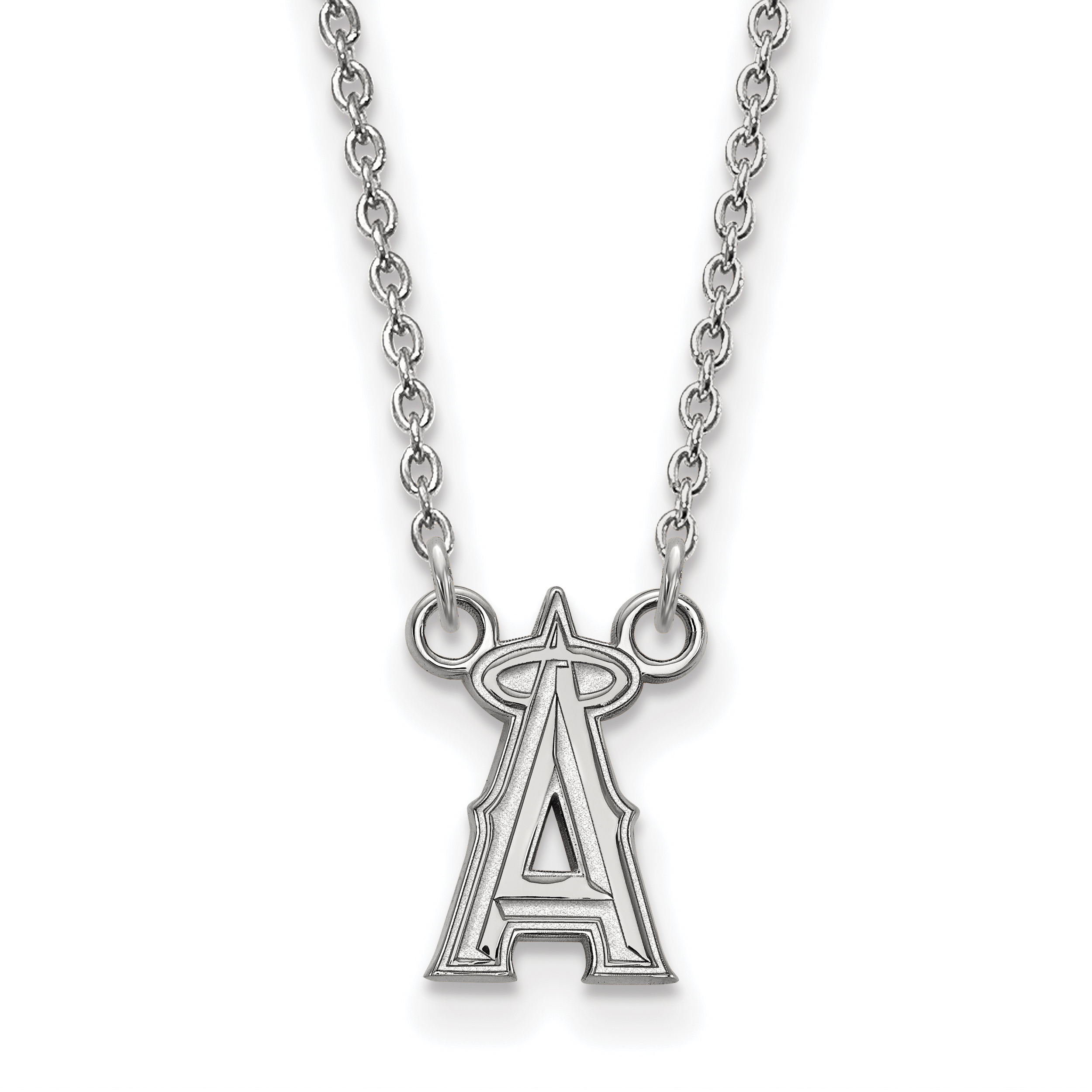 10k White Gold Major League Baseball LogoArt Los Angeles Angels Letter A Pendant Necklace