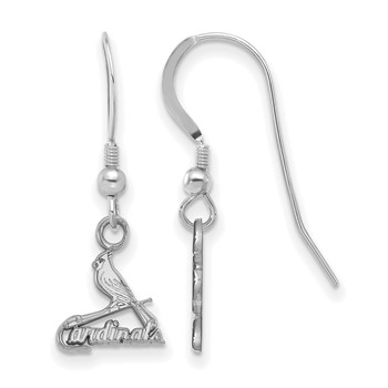 Sterling Silver Rhodium Plated Major League Baseball LogoArt St. Louis Cardinals Dangle Earrings