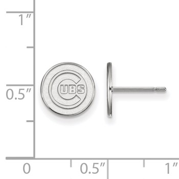 10k White Gold Major League Baseball LogoArt Chicago Cubs Extra Small Post Earrings — alternate view