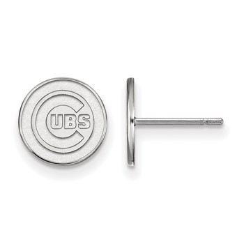 10k White Gold Major League Baseball LogoArt Chicago Cubs Extra Small Post Earrings