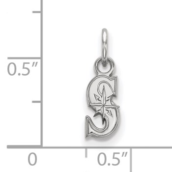 14k White Gold Major League Baseball LogoArt Seattle Mariners Letter S Extra Small Pendant — alternate view