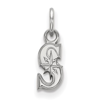 14k White Gold Major League Baseball LogoArt Seattle Mariners Letter S Extra Small Pendant