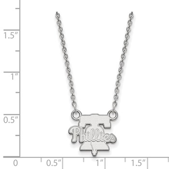 Sterling Silver Rhodium Plated Major League Baseball LogoArt Philadelphia Phillies Bell Necklace — alternate view