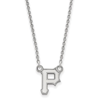 10k White Gold Major League Baseball LogoArt Pittsburgh Pirates P Small Pendant Necklace